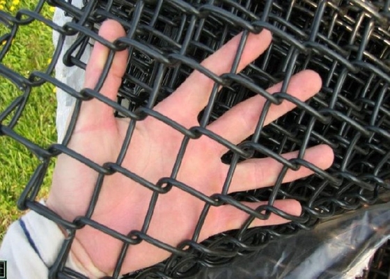 Black PVC Coated Chain Link Mesh Fence 1mm-7mm Wire Diameter Waterproof