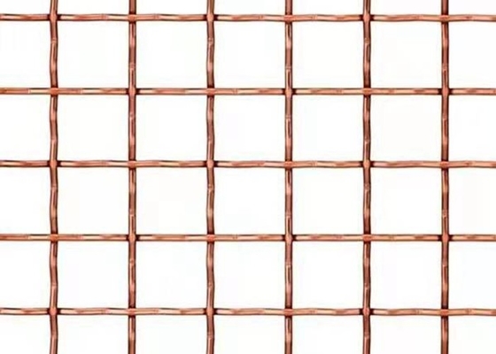 Copper / Brass Crimped Wire Mesh Square Opening Acid Resistant For Cabinets