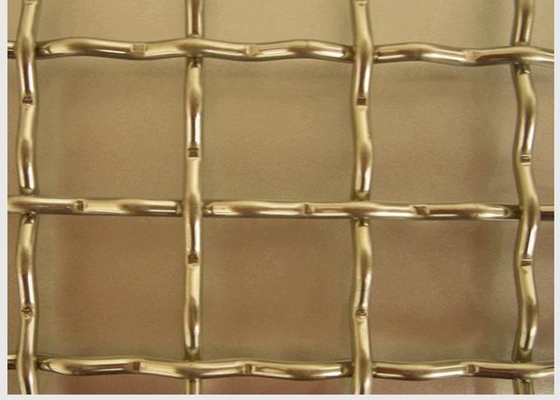 Copper / Brass Crimped Wire Mesh Square Opening Acid Resistant For Cabinets