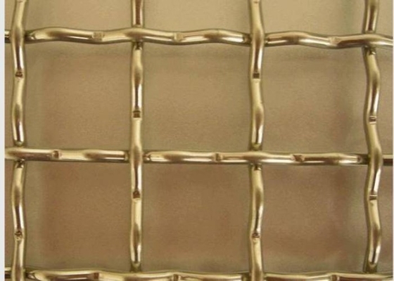 Decorative Brass Mesh Screen Square Hole Crimped Brass Metal Mesh