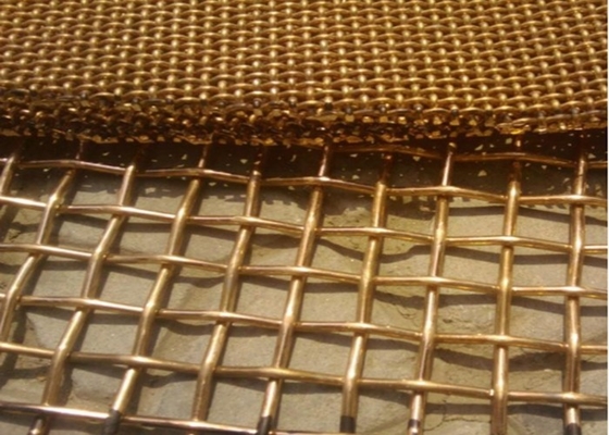 Decorative Brass Mesh Screen Square Hole Crimped Brass Metal Mesh