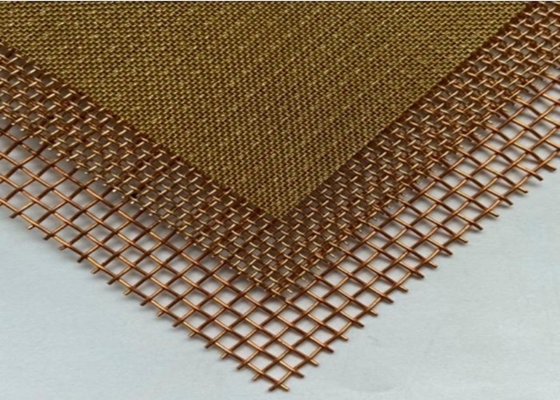 Crimped Pure Copper Wire Mesh 0.6-1.3m Width Woven Type Length Customized