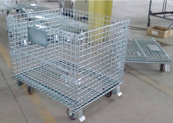Square Hole Foldable Welded Wire Mesh Turnover Box For Warehouse / Workshop