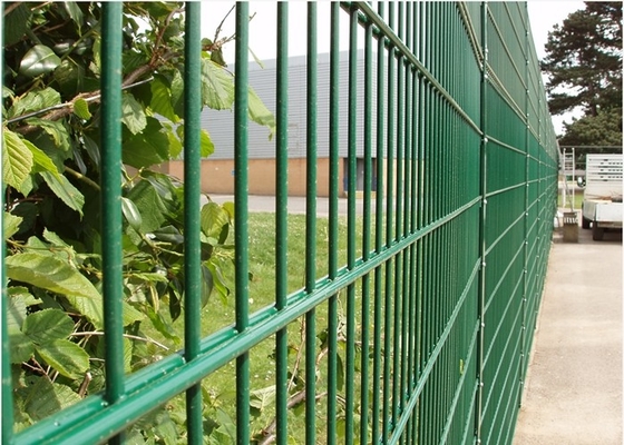 Double Wire Welded Security Fence , 1m Silver Galvanized Wire Fence Panels