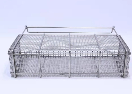 High Temperature Wire Mesh Storage Basket Sterilization Medical Disinfection Rectangular