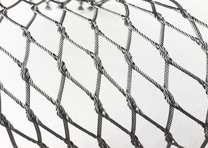 Stainless Steel Knotted Rope Mesh , Architectural Woven Metal Mesh